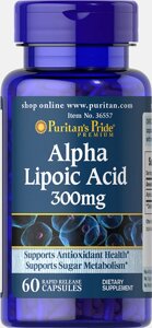 Альфа-ліпоєва кислота, Alpha Lipoic Acid, Puritans Pride, 300 мг, 60 капсул