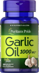 Часникова олія, Garlic Oil, Puritans Pride, 1000 мг, 100 гелевих капсул