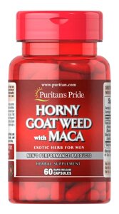 Горянка і Мака, Horny Goat Weed with Maca, Puritans Pride, 500 мг / 75 мг, 60 капсул