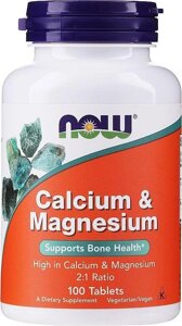 Кальцій та магній, Calcium & Magnesium, Now Foods, 100 таблеток