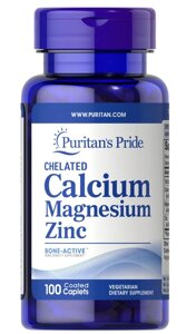 Кальцій магній цинк, Chelated Calcium Magnesium Zinс, Puritans Pride, 100 каплет