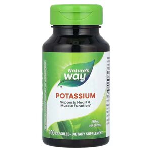 Калій, Potassium, Natures Way, комплекс, 99 мг, 100 капсул