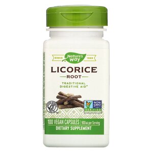 Корінь солодки (Licorice), Natures Way, 900 мг, 100 капсул