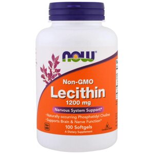 Лецитин, Lecithin, Now Foods, 1200 мг, 100 гелевих капсул