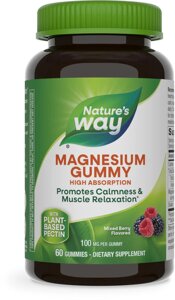 Магній цитрат, Magnesium Gummy, Natures Way, зі смаком ягід, 100 мг, 60 жувальних цукерок