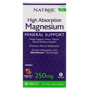 Магній малат, смак яблук і журавлини, Magnesium, Natrol, 250 мг, 60 жувальних таблеток