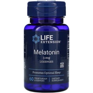 Мелатонін, Melatonin, Life Extension, 3 мг, 60 льодяників