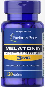 Мелатонін, Melatonin, Puritans Pride, 3 мг, 120 таблеток