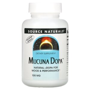 Мукуна пекуча, Mucuna Dopa, Source Naturals, 100 мг, 60 вегетаріанських капсул