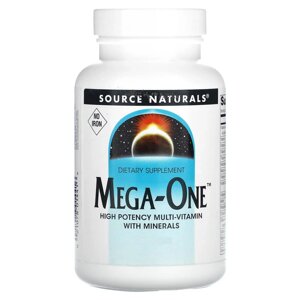 Мультивітаміни та мінерали, без заліза, Mega-One, Source Naturals, по 1 на день, 90 таблеток