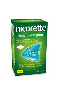 Nicorette Freshfruit gum 4mg/105шт - нікотинова жувальна гумка з фруктовим смаком, великий термін придатності