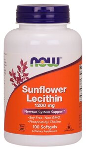 Соняшниковий лецитин, Sunflower Lecithin, Now Foods, 1200 мг, 100 гелевих капсул