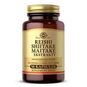 Рейші Шиітаке Екстракти майтаке, SOLGAR Reishi Shiitake Maitake ekstrakty, 50 капс