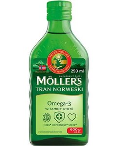 Риб'ячий жир з яблучним смаком Моллерс Тран, Mollers Omega-3, 250 мл