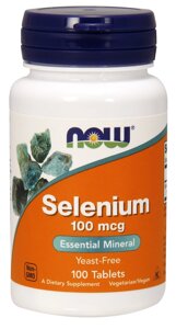 Селен, Selenium, Now Foods, без дріжджів, 100 мкг, 100 таблеток