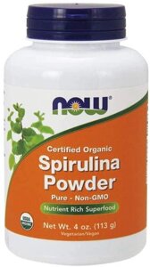 Спіруліна, сертифікований органічний порошок, Spirulina, Now Foods, 113 гр