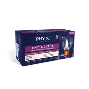 Засіб проти випадіння волосся прогрес Фіто Фітоціан, Phyto Phytocyane Progressive Treatment, 12x5 мл
