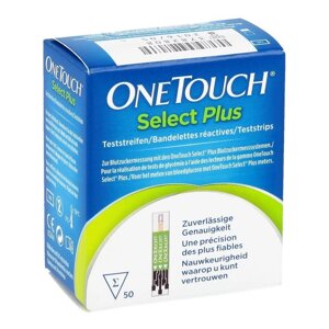 Тест-смужки Ван Тач Селект Плюс, One Touch Select Plus, 50 штук