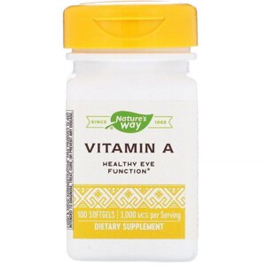 Вітамін A, Vitamin A, Natures Way, 3000 мкг, 100 капсул