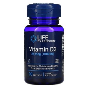 Вітамін Д-3, Vitamin D3, Life Extension, 1000 МО, 90 капсул