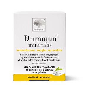 Вітамін D, D-immun, New Nordic, для імунітету, кісток та мязів, 50 мкг, 90 таблеток