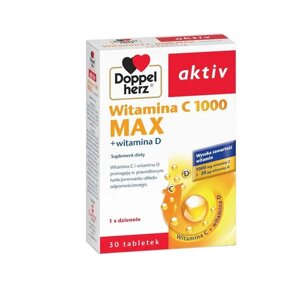Вітамін С 1000 Макс + вітамін D Доппельгерц Актів, DOPPELHERZ AKTIV, 30 табл