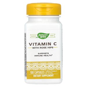 Вітамін С (аскорбінова кислота) з шипшиною, Vitamin C With Rose Hips, Natures Way, 100 капсул