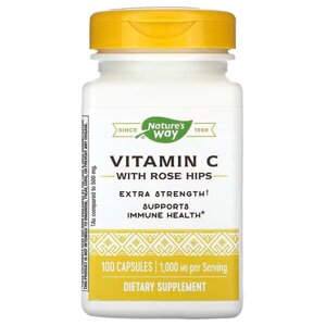 Вітамін С (аскорбінова кислота), Vitamin C, Natures Way, з шипшиною, 1000 мг, 100 капсул