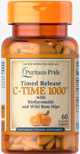 Вітамін С з шипшиною, Vitamin C, Puritans Pride, 1000 мг, 60 каплет