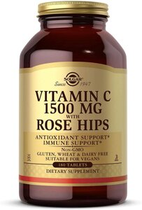 Вітамін С шипшина, Vitamin C, Solgar, 1500 мг, 180 таблеток