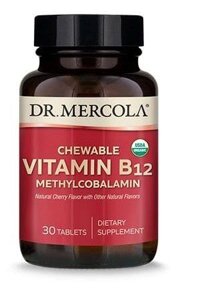 Вітамін В12, Vitamin B12, Dr. Mercola, органік, 1000 мкг, 30 жувальних пігулок