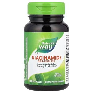 Вітамін В3, Niacinamide, Natures Way, 500 мг, не викликає почервоніння, 100 веганських капсул