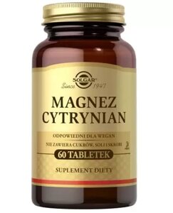 Вітаміни магнію цитрат, Солгар, SOLGAR Magnez cytrynian, 60 табл