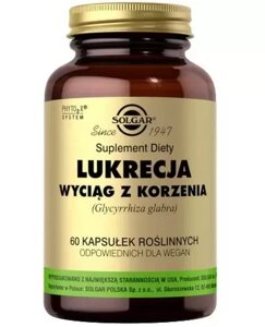 Вітаміни екстракт кореня солодки, SOLGAR Licorice root extract, 60 капсул