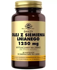 Вітаміни лляна олія, SOLGAR Olej z siemienia lnianego, 90 капсул