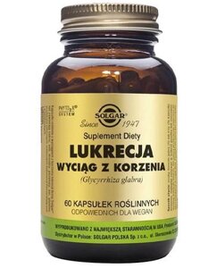 Вітаміни з екстрактом кореня, solgar liquorice ROOT extract, 60 капсул