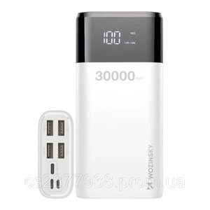 Зовнішній акумулятор Power Bank Wozinsky 30000mAh 4 x USB LCD 3A Білий