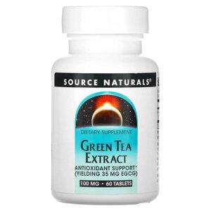 Зелений чай екстракт (Green Tea Extract), Source Naturals, 100 мг, 60 таблеток