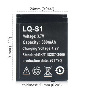 Батарея акумулятор для смарт-годинника Smart LQ-S1 380 mAh, DZ09, A1, V8, GT08, X6,