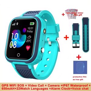 Дитячий Розумний Смарт Годинник Smart Watch Kids "Greentiger LT21" Blue з 4G, LBS, GPS, Wi-Fi, Відеодзвінок, Ліхтарик