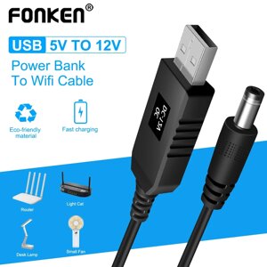 Кабель Fonken для роутера від павербанка - підвищуючий перехідник USB - DC 12V DC 5.5x2.1mm / 1м