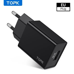 Мережевий зарядний пристрій адаптер TOPK 10W/5V/2A Black