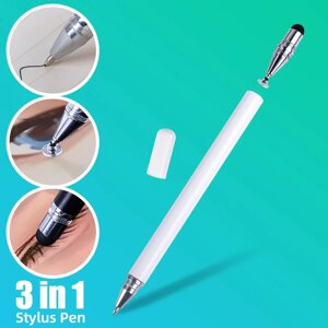 Універсальний Ємнісний Стілус - Ручка 3 в 1 Білий Touch Pen для планшета сенсорного екрану