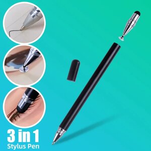 Універсальний Ємнісний Стілус - Ручка 3 в 1 Чорний Touch Pen для планшета сенсорного екрану