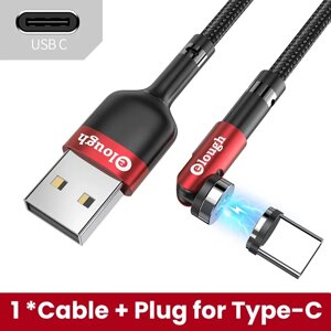 Посилений, Магнітний кабель Elough USB-Type-C для заряджання 360°180° Red Червоний 1метр, 2.4A