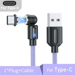 Магнітний кабель USB Type-C для заряджання 360°180° Фіолетовий, 1 метр, 2.1A