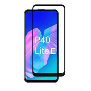 Захисне скло 9D, 9H Повне обклеювання для Huawei P40 lite E, Захисне скло чорний