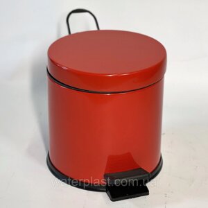 Відро для сміття з педаллю з нержавіючої сталі 3 літри 22см, діаметр 21см червоного кольору