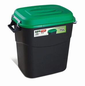Відро для сміття 75л EcoTayg (Іспанія) 60*40,2 h56. hvosting. ua см,з зеленою кришкою і ручками (411038)