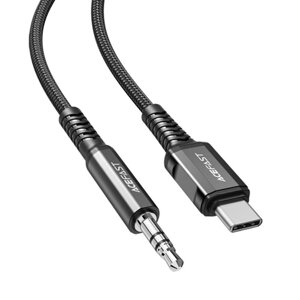 Аудіо кабель ACEFAST C1-08 USB-C - 3.5 мм сплав алюмінію audio cable, колір чорний AFC1-08B